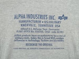 Alpha Industries Inc. Mens Military Gray Graphic T Shirt Size 2X