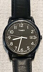 Vintage Timex Indiglo Men's Quartz Watch USED Working Black Dial Date Indicator