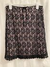 Mica Black Pink Lace Knee-length Pencil Skirt Size Large