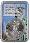 2021 Type 2 Silver Eagle NGC MS70 First Day Statue of Liberty Core POP 300