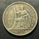 French Indo China 1908 Piastre Silver Coin