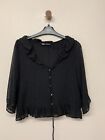 ZARA - Ladies Size 12 Black 1/2 Sleeved Chiffon Over Blouse OR Crop Top