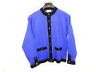 Vintage Helen Hsu S Purple Black Cardigan Sweater Button Front Pockets Small