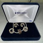Crystal Shine Three Ring Necklace Silver / Montana Silversmith + Earrings 16-19”