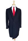 RARE Vintage Vicuna/Cashmere Navy Blue Overcoat Long Top Mens Solid Business