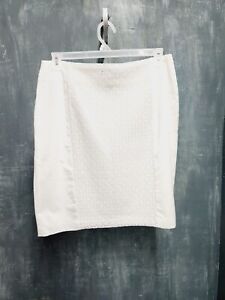 Apt 9 White Cotton eyelet Skirt Size 14 Zide Zip