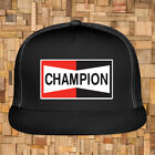 Champion Spark Plug Logo Black Trucker Hat Cap Adult Size