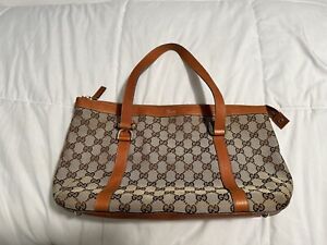 Gucci GG canvas handbag tote bag vintage #141470 authentic (some use marks)
