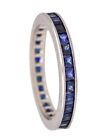 Art Deco 1930 Eternity Band Ring In Platinum With 1.50 Ctw French Cut Sapphires