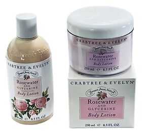 Crabtree & Evelyn Rosewater & Glycerine Body Lotion 8.5 oz each Vintage 1995