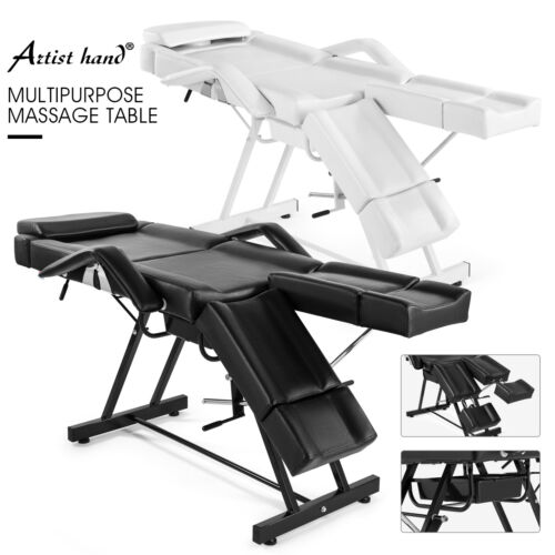 White/Black Multifunction Massage Table Split Legs Facial Bed Salon Tattoo Chair