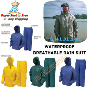 Mens Rain Coat Suit Waterproof Hooded Breathable Non Woven Polypropylene Gear