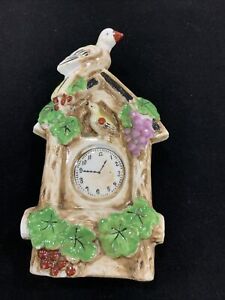 New ListingWall Vase/Pocket, Birds on Clock, Grapes & Leaves, Made in Japan, Vintage