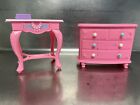 Mattel Barbie 1990s Sweet Roses Pink Desk and End Table - Made in Italy - GUC