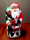 Vintage  Christmas TPI Santa with Elves Lighted Blow Mold - 31” Tall