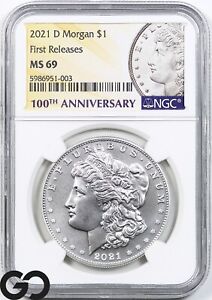 2021-D Morgan Silver Dollar Silver Coin NGC Mint State 69 * 1st Release, Popular