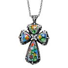 Murano Style Cross Chain Pendant Necklace For Women Religious 20