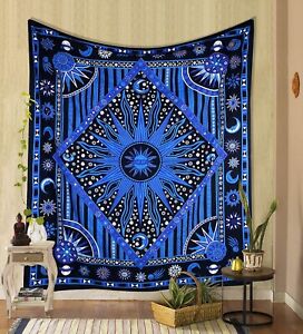 Indian Tapestry Wall Hanging Burning Sun Psychedelic Hippie Art Decor Tapestries