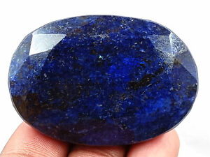 422Ct Certified Natural African Deep Blue Sapphire Oval Cut Loose Gemstone AKN