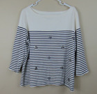 Talbots Striped Top Size 2XP Beaded Jewel Black / White Women's Shirt Stretch