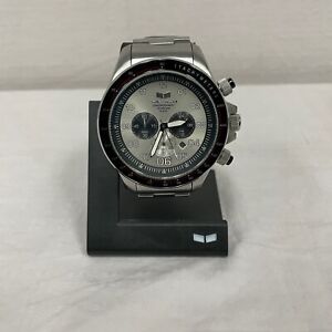 Vestal Adult Men's ZR3 Leather Chronograph Watch Black/Silver/Silver ZR3L003