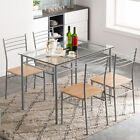 5Pc Dining Set Glass Table Top and 4 Chairs Kitchen Dinner Room Furniture