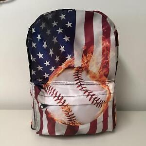 Baseball American flag  Backpack for Boys Girls Kids School Book Bag