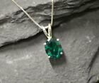 925 Sterling Silver Certified 4.25 Ct Emerald Pendant Green Necklace Gift For