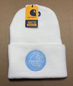 Carhartt Knit Watercolor Camo Patch Beanie Hat Winter White - NWT UNISEX