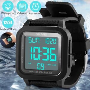 Fashion Men's Sports Watch LED Large Digital Waterproof Multifunction Wristwatch