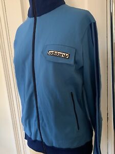 VTG RARE ADIDAS TRACK SUIT TOP JACKET HOOD Made in Yugoslavia Blue 60s 70s M