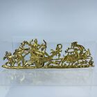 New ListingVintage Brass FRIEZE reindeer & Chariot Decoration for Furniture Or Wall Decor ￼