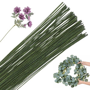 100Pcs Floral Wire Dark Green, 22 Gauge Flower Wire Sticks Floral Supplies 14 In