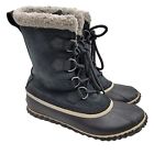 Sorel Caribou Slim Womens Snow Boots Sz 8 Black Insulated Waterproof NL2649-010