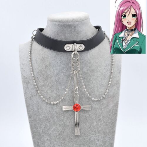Cosplay Rosario Vampire RosaVam Moka Akashiya Cross Necklace Black
