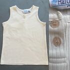 Vintage 90s Flower Button Ribbed Scalloped Summer Tank Top - Cream Wmns M