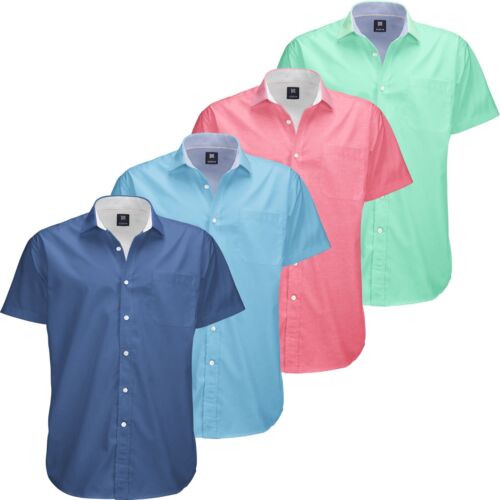 Oxford Men’s Dress Shirt, 4 Pack, Short Sleeve Button Down, Casual Fit