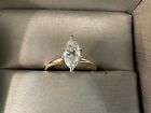 ZALES .96CT Marquise Natural Diamond Solitaire 14K Ring w/Receipts - SIZE 6