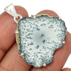 Natural Merlinite Dendritic Opal Slice 925 Silver Pendant Jewelry CP44571