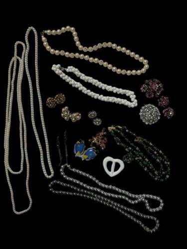 Costume Jewelry from Grandmas Jewelry Box Vintage Pendant Clip Earrings