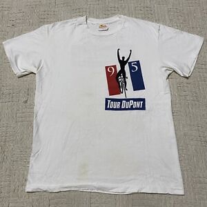 Vintage 1995 Tour DuPont T-Shirt Men’s Large White PowerBar Promo Cycling