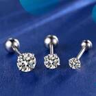 316L Surgical Stainless Steel Silver Round CZ Crystal Screw Back Stud Earrings