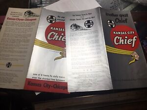 2 Different Santa Fe Railroad KANSAS CITY CHIEF Advertising Brochures