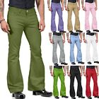 Men's Stretch Bell Bottoms Relaxed Fit Comfort Flared Leg Pocket Suit Trousers