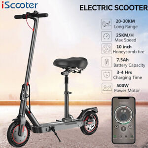 New ListingiScooter 500W Electric Scooter With Seat 10 inch Tire 30Km Long Range E-Scooter