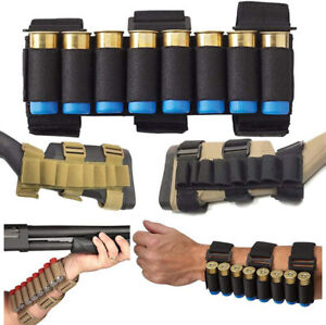 8 Rounds Tactical Shotgun Shell Holder 12 GA Molle Nylon Buttstock Ammo Holder