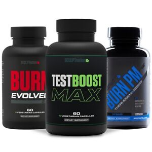 Test Boost Max + Burn Evolved + Burn Pm Muscles Build Sex Fat Burner Weight Loss