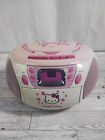Hello Kitty AM/FM Stereo CD Cassette Player Boombox KT2028H Tested & Working
