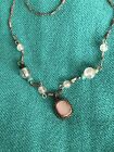 Sterling Silver 925 Mother Of Pearl Rose Quartz And Turquoise Necklace EUC