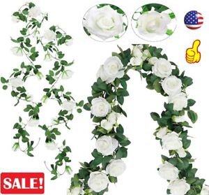 7.5 Ft Artificial Fake Rose Vine Garland Hanging Plants Home Wedding Decor USA